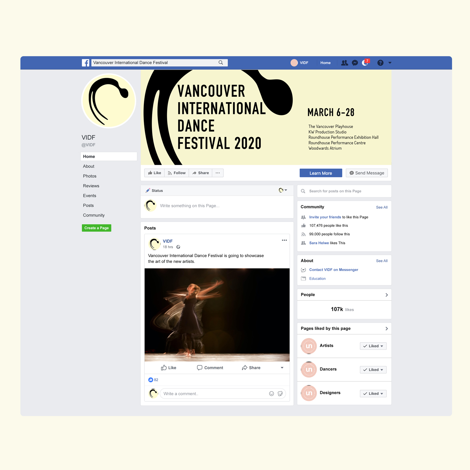 Vancouver International Dance Festival Facebook Mockup